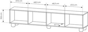 Szafka RTV Arlo 200 cm czterodrzwiowa - dąb vicenza
