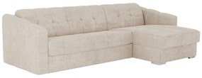 Kanapa narożna dwustronna rozkładana typu express z beżową teksturowaną tapicerką - Miejsce do spania 140 cm - Materac 14 cm - DARIELO