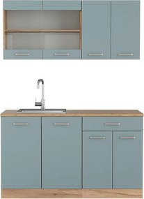 Pojedyncza kuchnia niebiesko-szary/złoty dąb 140x60x81.6 r-line