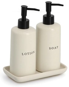 Ceramiczne dozowniki do mydła i lotionu BATH STYLE, 3 elementy