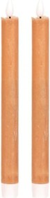 Zestaw świec stożkowych z oświetleniem LED,cappuccino, 2 szt., parafinowe, 25 cm