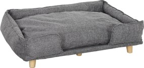 PawHut Sofa dla psa, sofa dla zwierząt, legowisko dla zwierząt, zdejmowany i nadający się do prania pokrowiec, Naturalny+ ciemnoszary