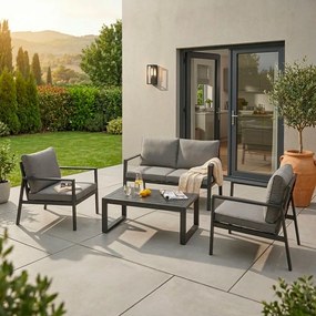 Antracytowy aluminiowy zestaw mebli ogrodowych dla 4 osób Hilde – Bizzotto