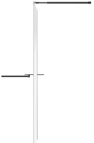 Ścianka prysznicowa dymiona do kabiny walk-in z wieszakiem na ręczniki i półeczkami - 140 x 200 cm - Czarny mat - POMARO