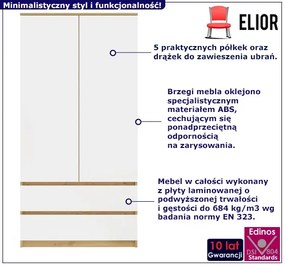 Dwudrzwiowa szafa biały + dąb artisan - Ollos