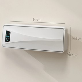 HOMCOM Oszczędny elektryczny grzejnik ścienny 2000W z 3 trybami, wyświetlaczem LED, termostatem, timerem i oscylacją, Biały | Aosom PL