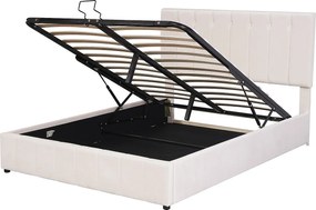 Łóżko z tapicerowanym stelażem - 140x200cm - materiał aksamitny - Beżowy