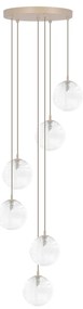 Spiralna lampa wisząca Tesoro Kaskada – beżowa elegancja do wysokich wnętrz