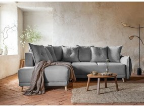 Szary sztruksowy rozkładany narożnik (lewostronny) Lazy Lukka – Miuform