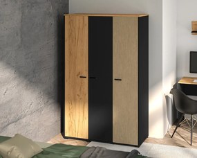 Szafa młodzieżowa COLIN 01 3D dąb złoty craft/czarna ML MEBLE