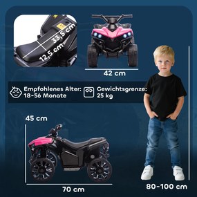 AIYAPLAY 6V quad dla dzieci, elektryczne ATV z muzyką i LED-reflektorami, dla 37-72 Monate, 70 x 42 x 45 cm, różowy | Aosom PL