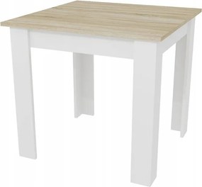 Zestaw stół i 4 krzesła Savio 085, 80x80 cm, dąb sonoma/biały, krzesła białe