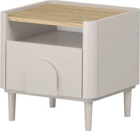 Szafka nocna Amilio z szufladą 50 cm na nóżkach - kaszmir / dąb olejowany / uchwyty kaszmir