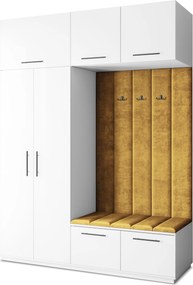 Masseno Garderoba REMA 180/240/60 cm Nowoczesna Szafa do Przedpokoju Biała, MONOLITH 48 (Żółty)