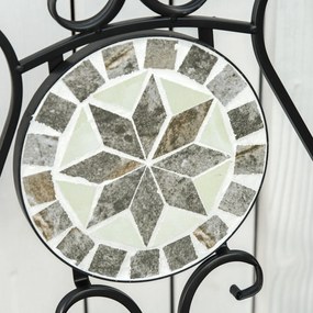 Outsunny Garten Sitzgruppe 3-teilige Mosaiktisch Essgruppe Gartenmöbel-Set 1 Tisch+2 faltbare Stühle Garten Metall Keramikfliese Mehrfarbing | Aosom.pl