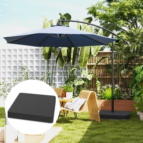 Outsunny Ciężarki do podstawy parasola, Wodoodporne, Napełnialne piaskiem, Plastik, 89D x 89S x 10,5W cm, Czarny