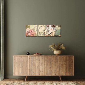 Obraz - Kubizm - harlequin and rose (z zegarem) (90x30 cm)