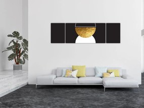 Obraz - Abstrakcja złoto i czerń N⁰2 (170x50 cm)