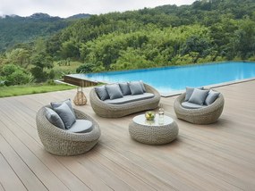 Kanapa 3-osobowa ogrodowa z technorattanu naturalny ciemny - WHITEHEAVEN marki MYLIA