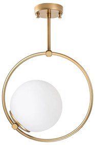 Biała/w kolorze mosiądzu lampa sufitowa ze szklanym kloszem 39x26 cm Dolunay – Opviq lights