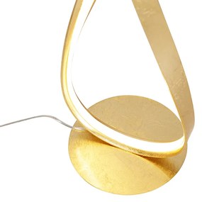 Designerska lampa podłogowa złota z diodą LED i ściemniaczem - BelindaDesignerski Oswietlenie wewnetrzne