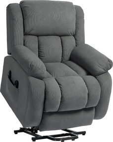 HOMCOM Elektryczny fotel z funkcją pomocy przy wstawaniu i relaksacyjny z masażem i ogrzewaniem, podnóżkiem, pilotem i boczną kieszenią