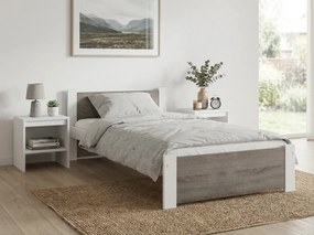 Łóżko IKAROS 80 x 200 cm, biały/dąb truflowy Stelaż: Ze stelażem listwowym rolowanym, Materac: Bez materaca