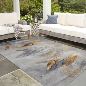 Dywan w szaro-złotym kolorze odpowiedni do prania 120x180 cm Golden Feathers – Mila Home