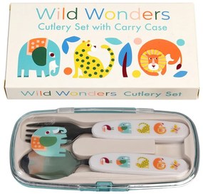 Kremowe sztućce dla dzieci ze stali nierdzewnej 2 szt. Wild Wonders – Rex London