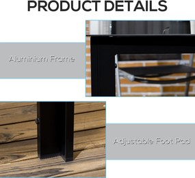 Outsunny Stół ogrodowy dla 6 osób, odporny na warunki atmosferyczne, szkło hartowane, Stół tarasowy, 150 cm x 90 cm x 74 cm, Czarny