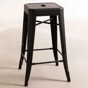Zestaw 2 Sztaplowanych Wysokich Stołków Stalowych Lix Czarny Matowy & ↑65 Cm - Sklum