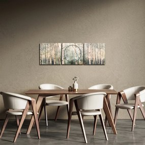 Obraz - Rysowanie wzoru lasu (z zegarem) (90x30 cm)