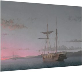 Obraz na szkle - Fitz Henry Lane, Lumber Schooners at Evening on Penobscot Bay, reprodukcje (70x50 cm)