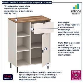 Niski regał otwarty z szafką i szufladą kaszmir + dąb castello C5-Z87