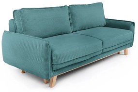 Turkusowa sztruksowa rozkładana sofa 218 cm Tori – Bonami Selection