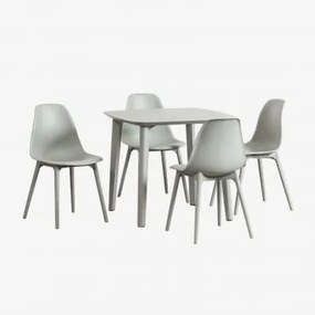 Zestaw: Kwadratowy Stół 85x85 Cm I 4 Krzesła Ogrodowe Z Polipropylenu Scand Awokado - Sklum