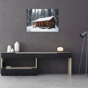 Obraz - Pokryta śniegiem chata (70x50 cm)