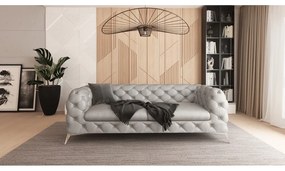 Jasnoszara aksamitna sofa 225 cm Chelsea – Ropez