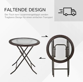 Outsunny Stół Ogrodowy Okrągły Składany Ø68 cm Stalowy Stół Kempingowy Balkonowy Praktyczny Design | Aosom PL