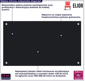 Czarny szklany panel ścienny do kuchni B5-L12