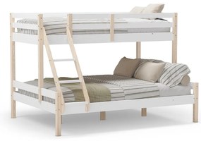 Białe piętrowe łóżko dziecięce z litego drewna sosnowego 90x190/140x190 cm Livia – Marckeric