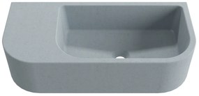 Umywalka betonowa wisząca / nablatowa półokrągła z półką bez otworu na baterię 65 x 30 cm LARMO | różne kolory : Kolor - Ciemny szary, Typ montażu - podwieszana