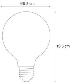 Zestaw 5 Żarówka LED E27 z przyciemnianiem, spiralny filament G95 4W 270lm 2200K