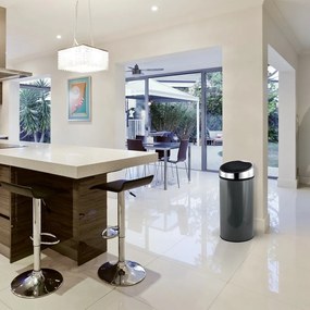 Ciemnoszary stalowy kosz na śmieci otwierany na dotyk 30 l – MSV