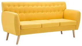 3-osobowa żółta sofa pikowana - Lilia