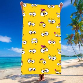 Ręcznik plażowy SMILE 100x180 cm żółty, 100% mikrofibra