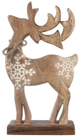 4Home Dekoracja z drewna mango Snowflake Deer, 33 cm