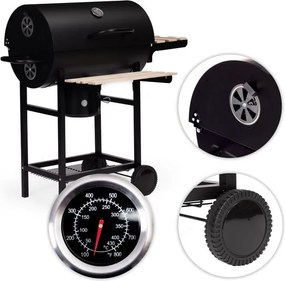 Grill węglowy ogrodowy z pokrywą i termometrem SK27A na kółkach