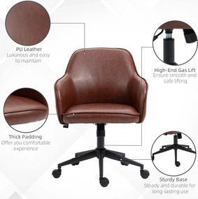 Vinsetto Krzesło biurowe ergonomiczne obrotowe z regulacją wysokości brązowe 58,5x62x91cm | Aosom PL