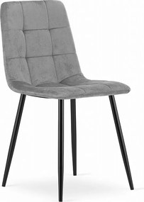 Krzesło do jadalni Valora PYRA – jasnoszary aksamit z czarnymi metalowymi nogami x1